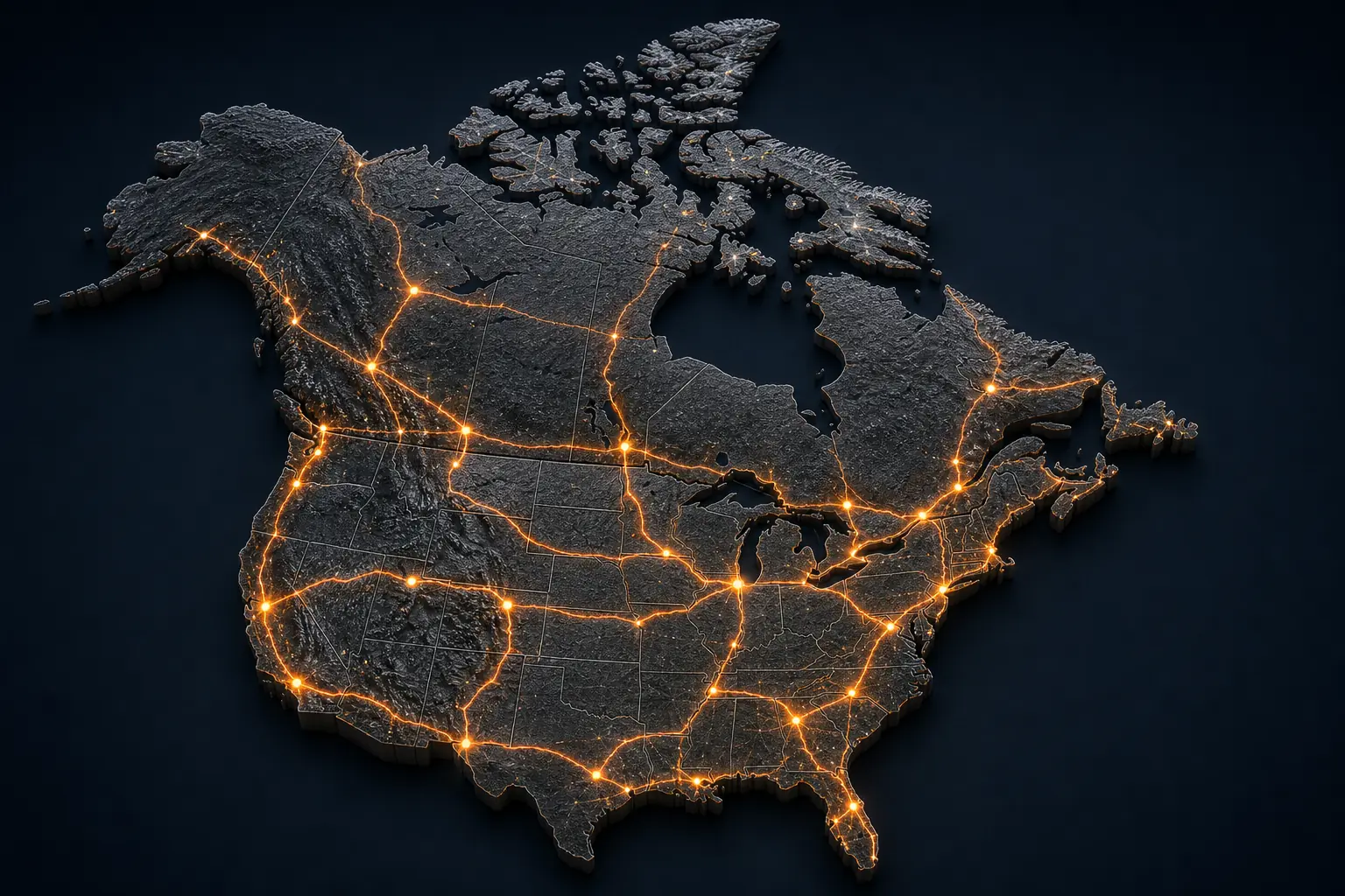 Canada and United States dry van freight service area