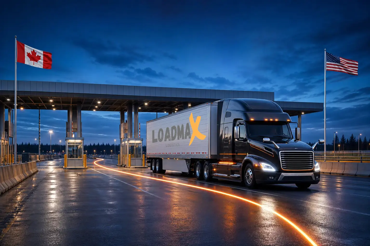 LOADMAX dry van crossing the Canada and United States border